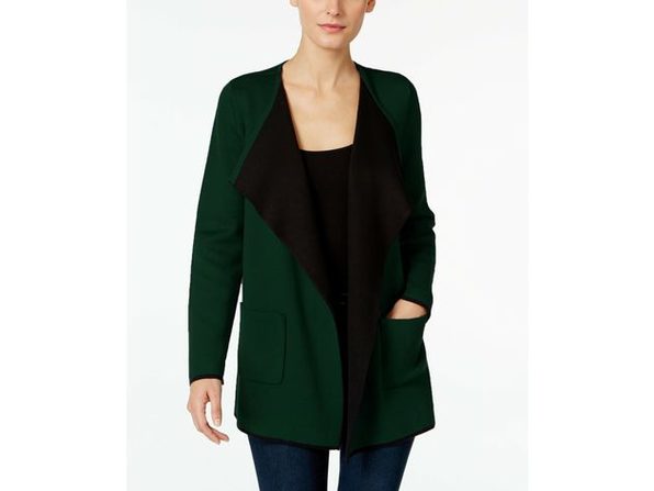 Cardigan Alfani Feminino Colorblocked Frente Aberta Verde Tamanho P
