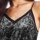 1.STATE Camisola de veludo com estampa de cobra feminina, preta e cinza