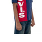 Camiseta Levi's Little Boy's Colorblocked com logotipo vertical, azul, tamanho 4