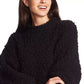 1.STATE Suéter feminino com gola falsa e textura de poodle, preto, tamanho extra grande