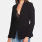 1.STATE Blazer feminino de crepe elástico com um botão, preto