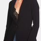1.STATE Blazer feminino de crepe elástico com um botão, preto