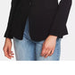 1.STATE Blazer feminino de crepe elástico com um botão, preto