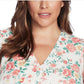 1.STATE Top feminino moderno com estampa floral e amarração frontal marrom