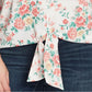 1.STATE Top feminino moderno com estampa floral e amarração frontal marrom