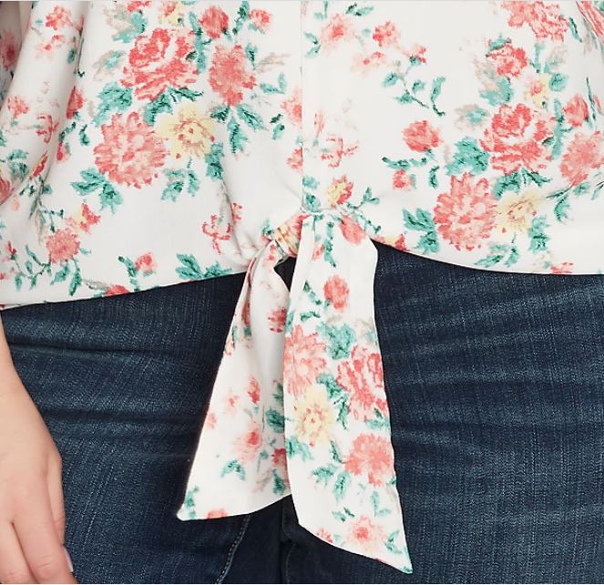 1.STATE Top feminino moderno com estampa floral e amarração frontal marrom