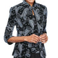 Conjunto de duas peças estampado feminino Alex Evenings, preto, tamanho grande