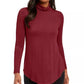 JM Collection Feminino Gola Alta Sólida Vermelha Tamanho P