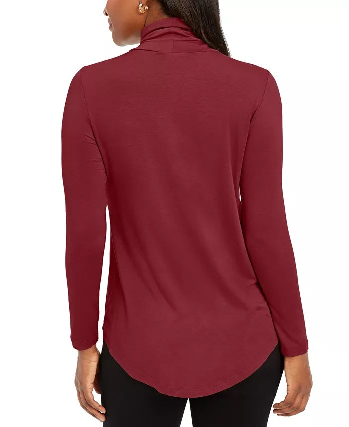 JM Collection Feminino Gola Alta Sólida Vermelha Tamanho P