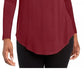 JM Collection Feminino Gola Alta Sólida Vermelha Tamanho P
