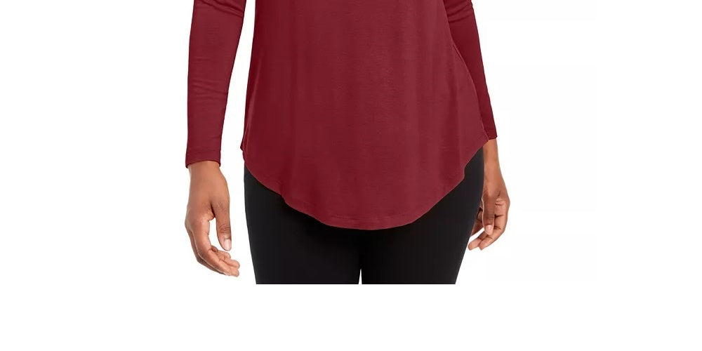 JM Collection Feminino Gola Alta Sólida Vermelha Tamanho P
