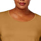 JM Collection Top feminino com decote redondo dourado tamanho XX-G
