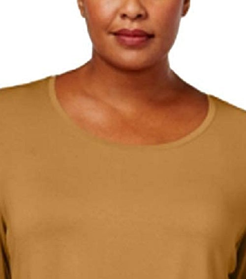JM Collection Top feminino com decote redondo dourado tamanho XX-G