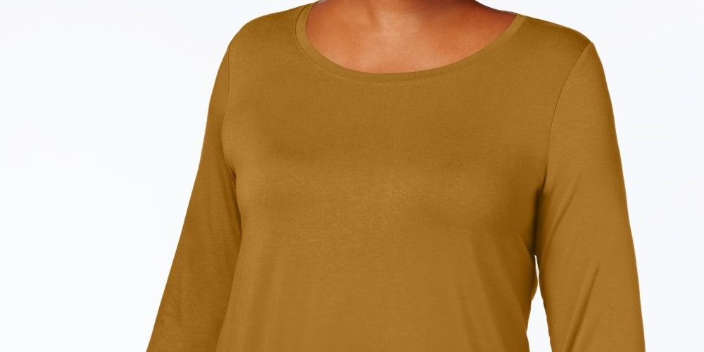 JM Collection Top feminino plus size com decote redondo, amarelo, tamanho 1X