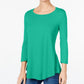 Top feminino com decote redondo JM Collection, verde, tamanho grande
