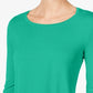 Top feminino com decote redondo JM Collection, verde, tamanho grande