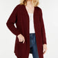 Cardigan texturizado com frente aberta para crianças, tamanho médio, vermelho