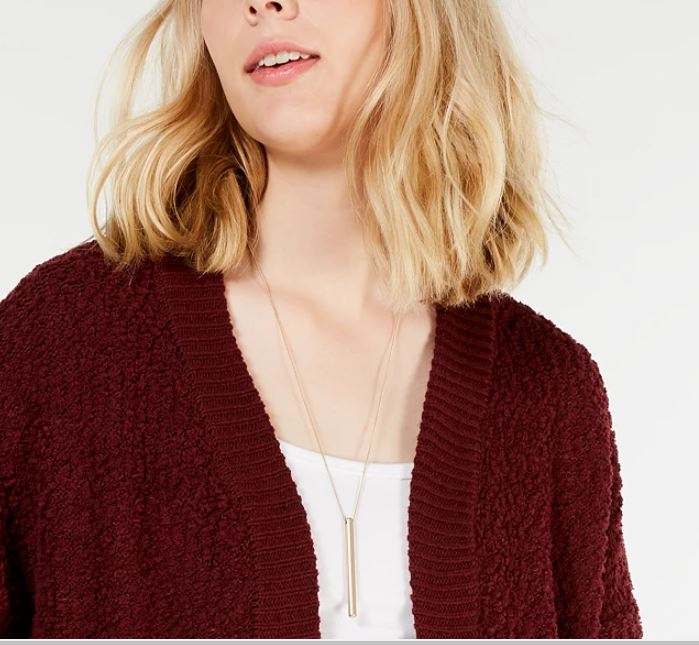 Cardigan texturizado com frente aberta para crianças, tamanho médio, vermelho