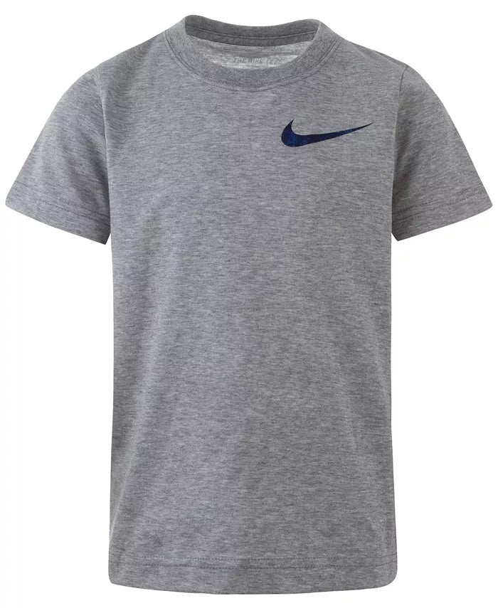 Camiseta Nike Little Boy's Elite Pod com estampa de logotipo, cinza, tamanho 4