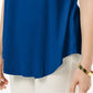 Top feminino com decote redondo JM Collection, azul, tamanho médio