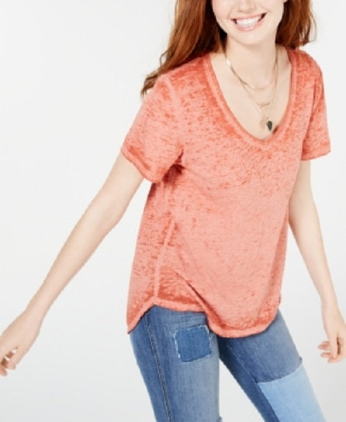 American Rag Juniors' Burnout Top Laranja Escuro Tamanho X-S