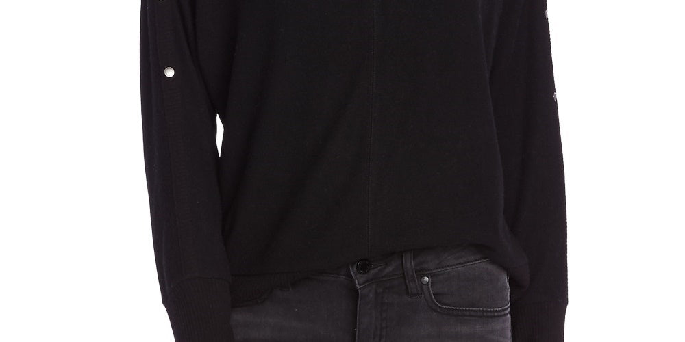 Vince Camuto Top feminino com decote canoa e ferragens, cinza, tamanho médio