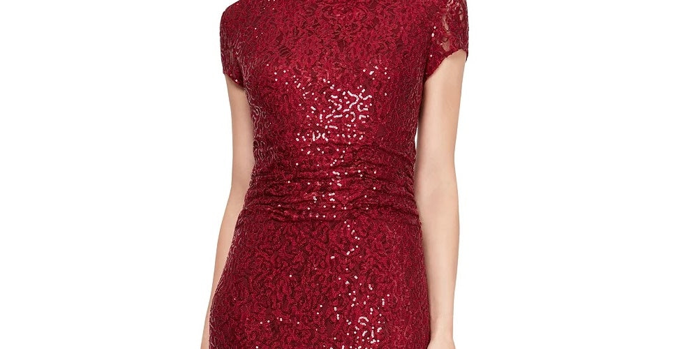 Vestido de renda com lantejoulas SL Fashions feminino vermelho tamanho 18