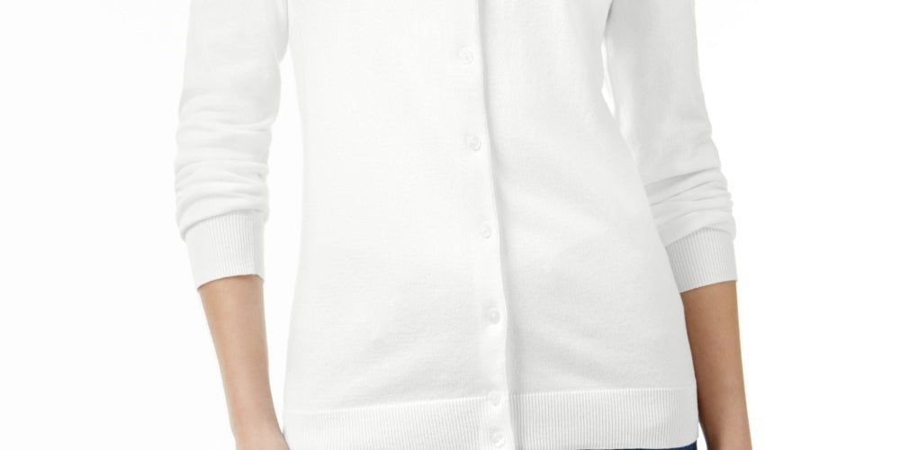Karen Scott Cardigan Feminino Gola Redonda Branco Tamanho Pequeno G