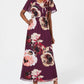 Vestido longo feminino SL Fashions com estampa floral e detalhes em roxo, tamanho 14