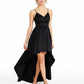 Vestido longo com alças finas e decote em V da B Darlin Junior, preto, tamanho 11/12