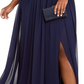 Vestido longo feminino City Studios Trendy Plus de chiffon com fenda azul, tamanho 20W