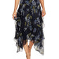 Saia feminina Vince Camuto Petite Floral-Print Assimétrica Azul Tamanho 14 P