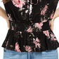 Top peplum estampado com cintura franzida e babados da American Rag Juniors, preto, tamanho X-S