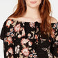 Top estampado ombro a ombro American Rag Juniors, preto, tamanho X-S