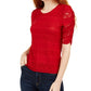Blusa de renda American Rag Junior com amarração nas costas, vermelha, tamanho pequeno