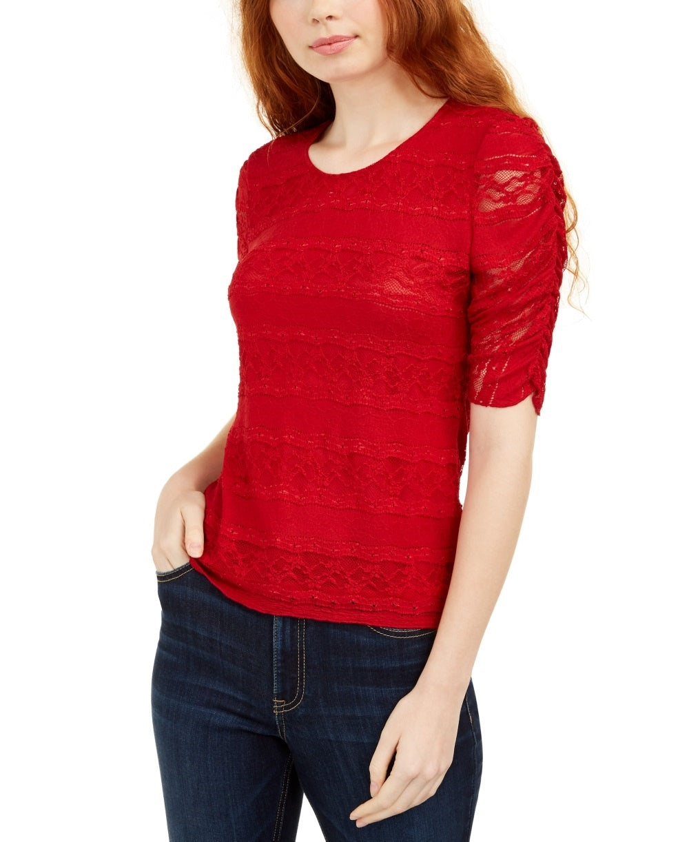 Blusa de renda American Rag Junior com amarração nas costas, vermelha, tamanho pequeno