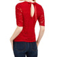 Blusa de renda American Rag Junior com amarração nas costas, vermelha, tamanho pequeno