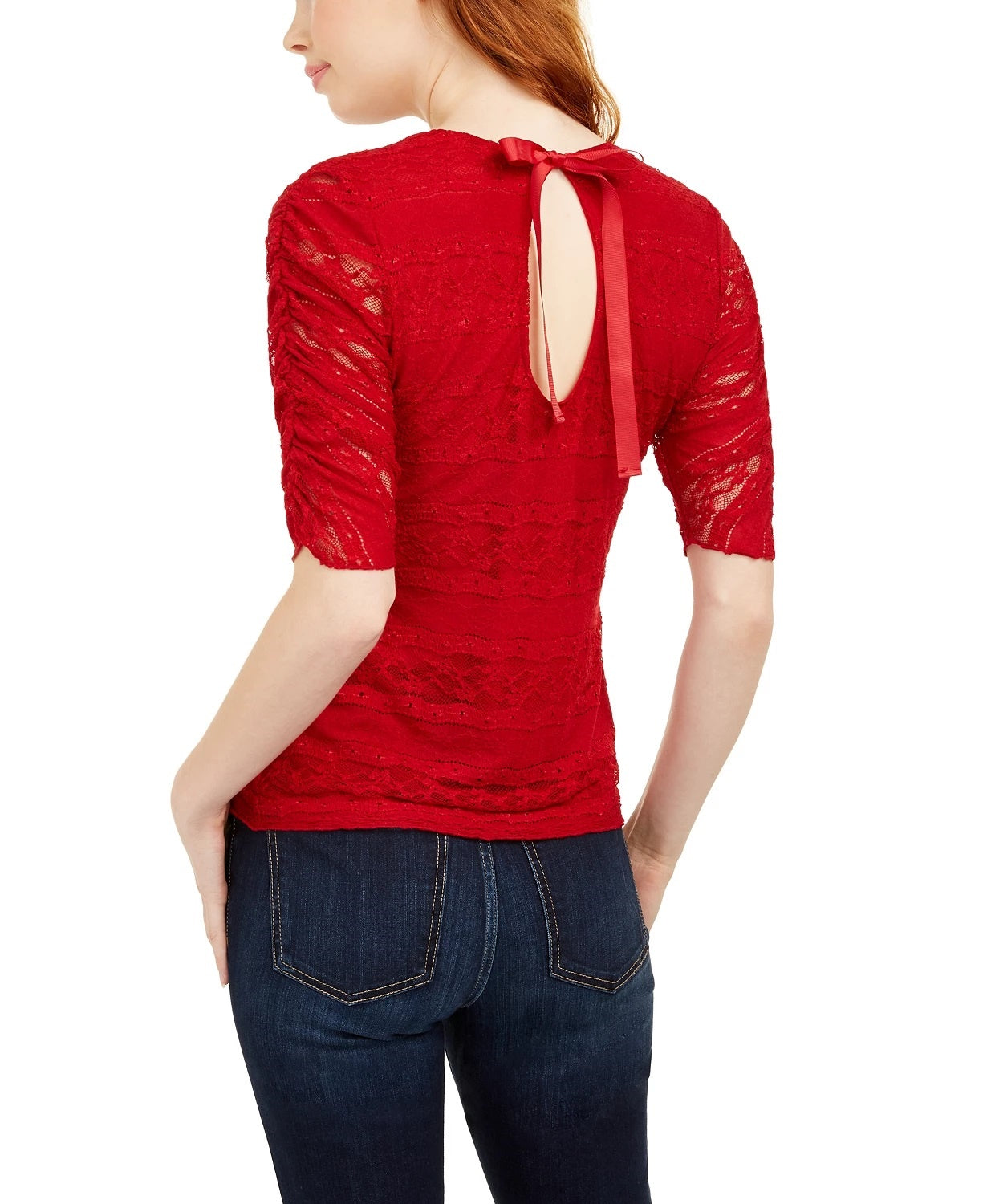 Blusa de renda American Rag Junior com amarração nas costas, vermelha, tamanho pequeno