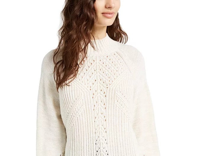 Suéter American Rag Juniors com mangas bufantes, tamanho grande, branco