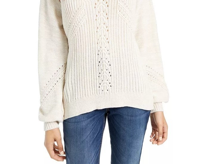 Suéter American Rag Juniors com mangas bufantes, tamanho grande, branco