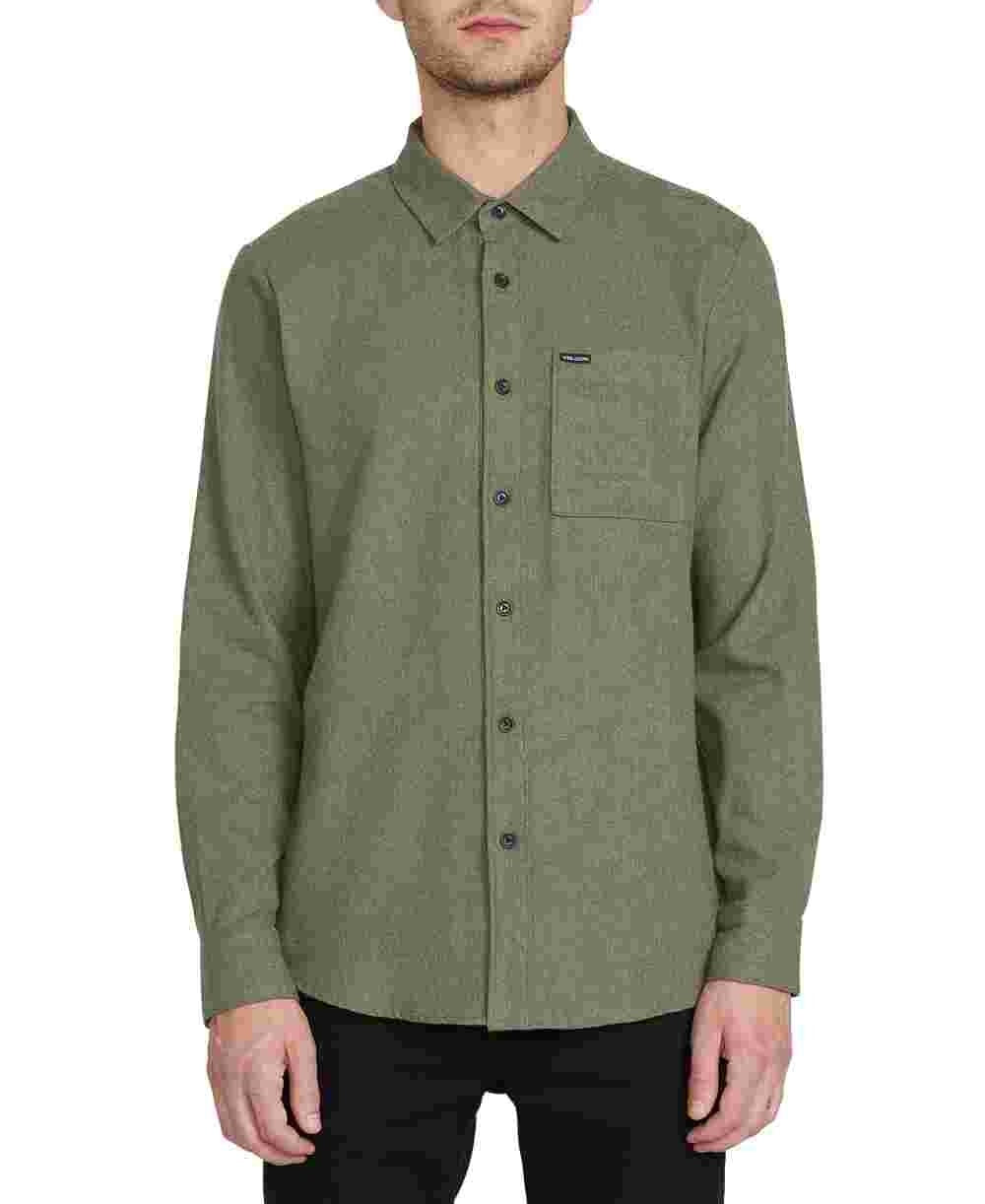 Camisa Volcom Masculina Caden Solid Manga Longa Army Combo Verde Tamanho P