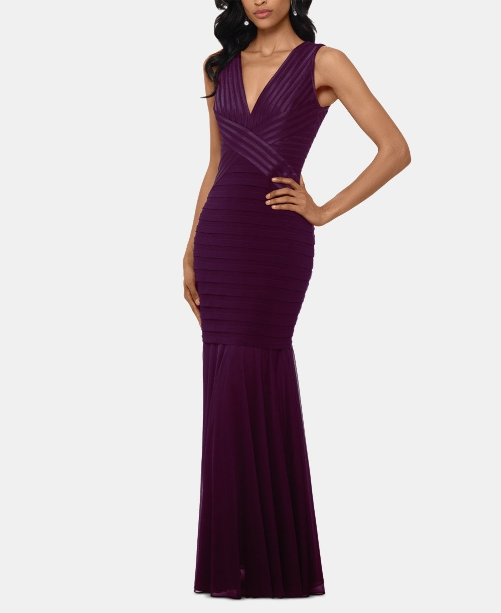 Vestido bandagem feminino Betsy &amp; Adam roxo tamanho 6 pequeno