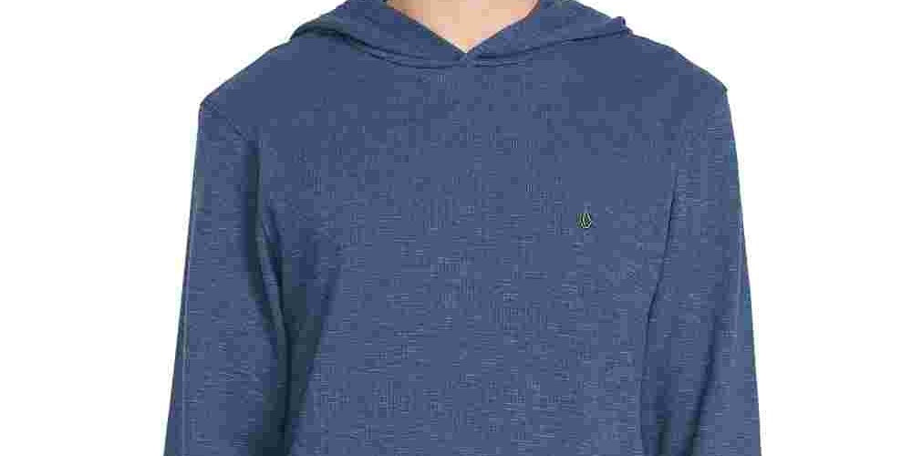 Camiseta térmica masculina Volcom Wallace com capuz, azul marinho, tamanho pequeno