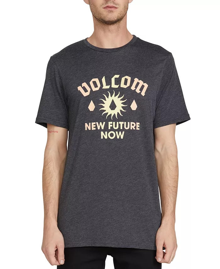 Camiseta masculina Volcom New Sun Graphic preta, tamanho médio