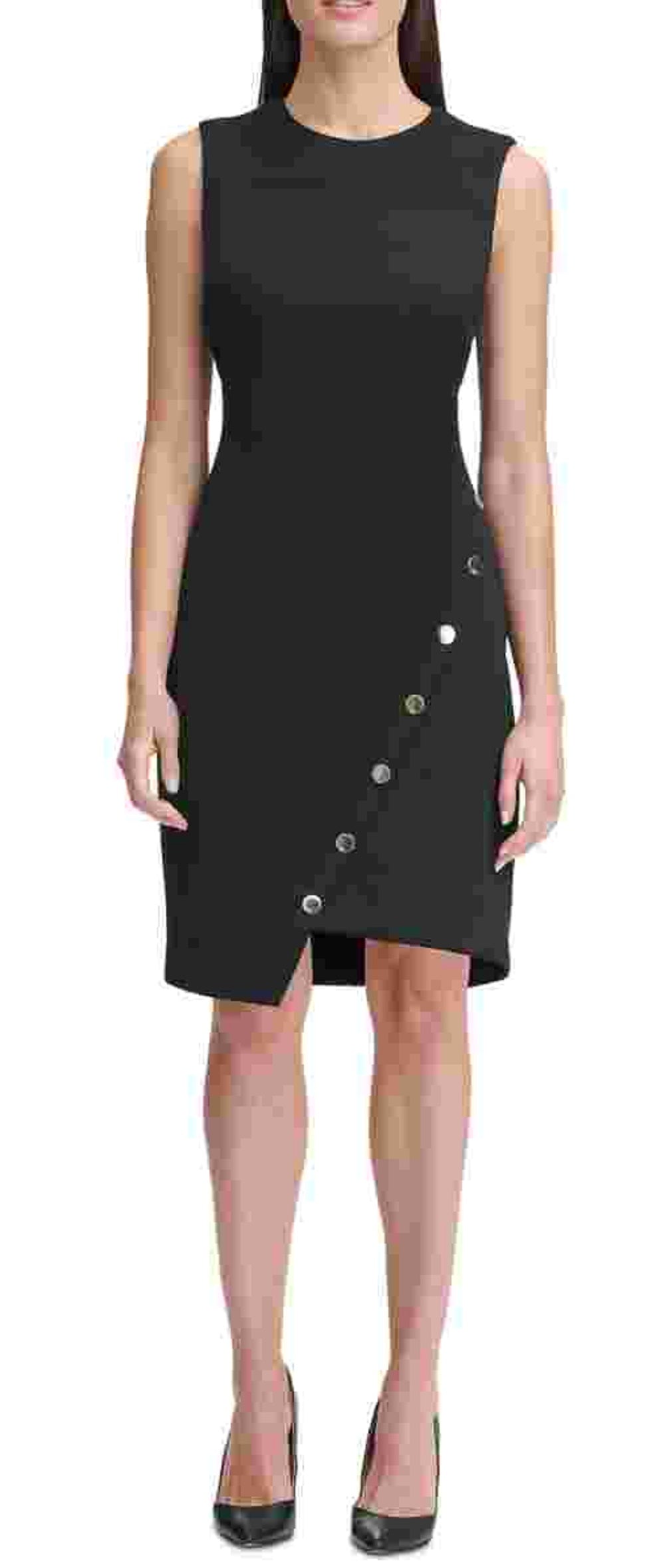 Vestido assimétrico com blocos de cores Tommy Hilfiger feminino, preto, tamanho 18
