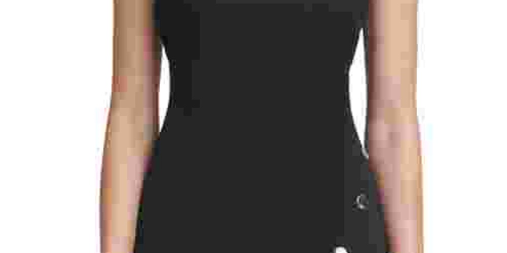 Vestido assimétrico com blocos de cores Tommy Hilfiger feminino, preto, tamanho 18