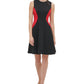 Vestido feminino Tommy Hilfiger com blocos de cores e ajuste evasê, preto, tamanho 14