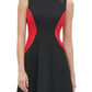 Vestido feminino Tommy Hilfiger com blocos de cores e ajuste evasê, preto, tamanho 14