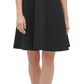 Vestido feminino Tommy Hilfiger com blocos de cores e ajuste evasê, preto, tamanho 14