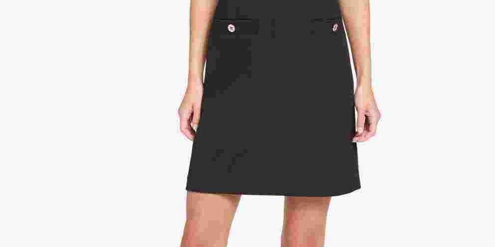 Vestido Tommy Hilfiger Scuba Crepe com Bolso e Grommet, Feminino, Preto, Tamanho 12